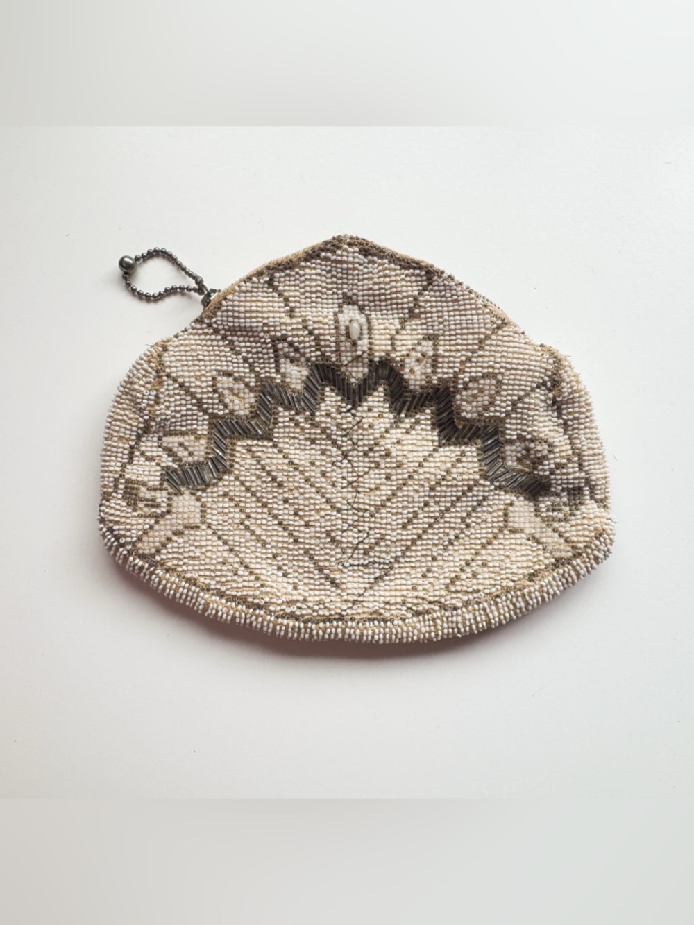 Vintage 1920s 1930s Art Deco Ivory Beaded Purse - Wedding Bride Antique